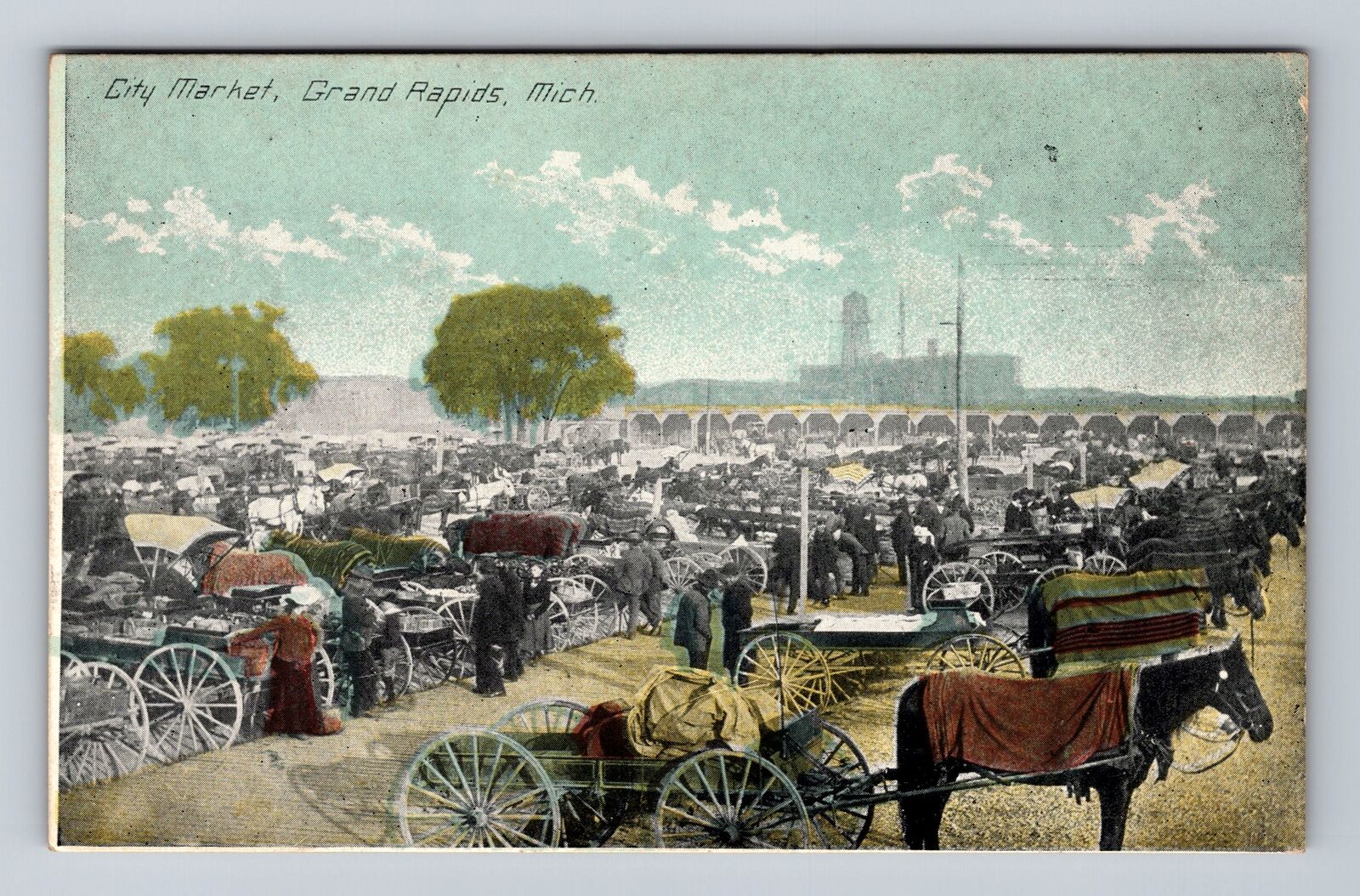 Grand Rapids MI-Michigan, City Market, Antique, Souvenir, Vintage Postcard