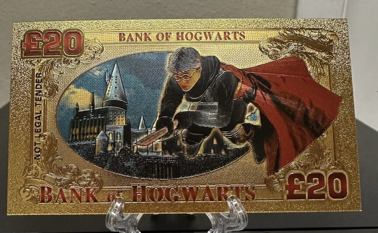 24k gold Foil Plated Harry Potter Hogwarts banknote Collectible
