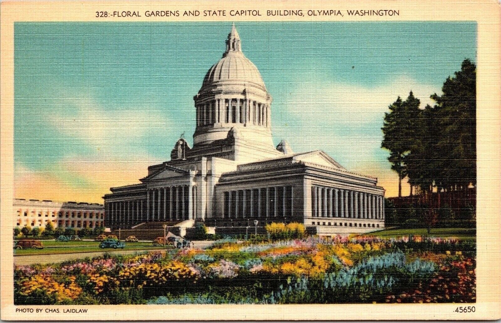 State Capitol Building Floral Gardens Oympia Washington Streetview WB Postcard