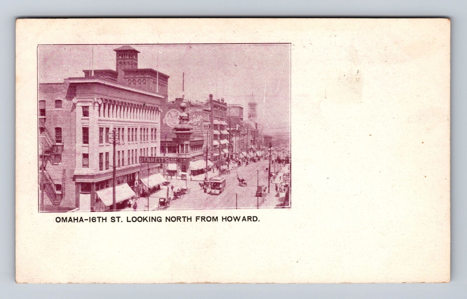 Omaha NE-Nebraska, 16th St Looking North From Howard Antique, Vintage Postcard
