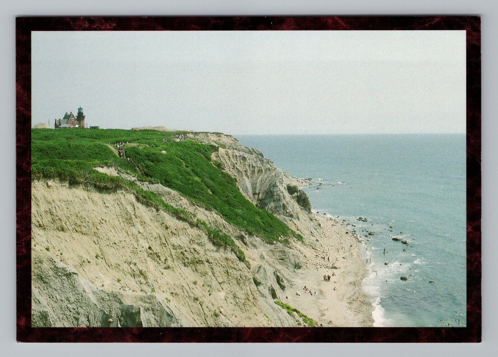 Postcard 4x6 Block Island RI Lighthouses Scenic Rock Cliff Ocean Water View