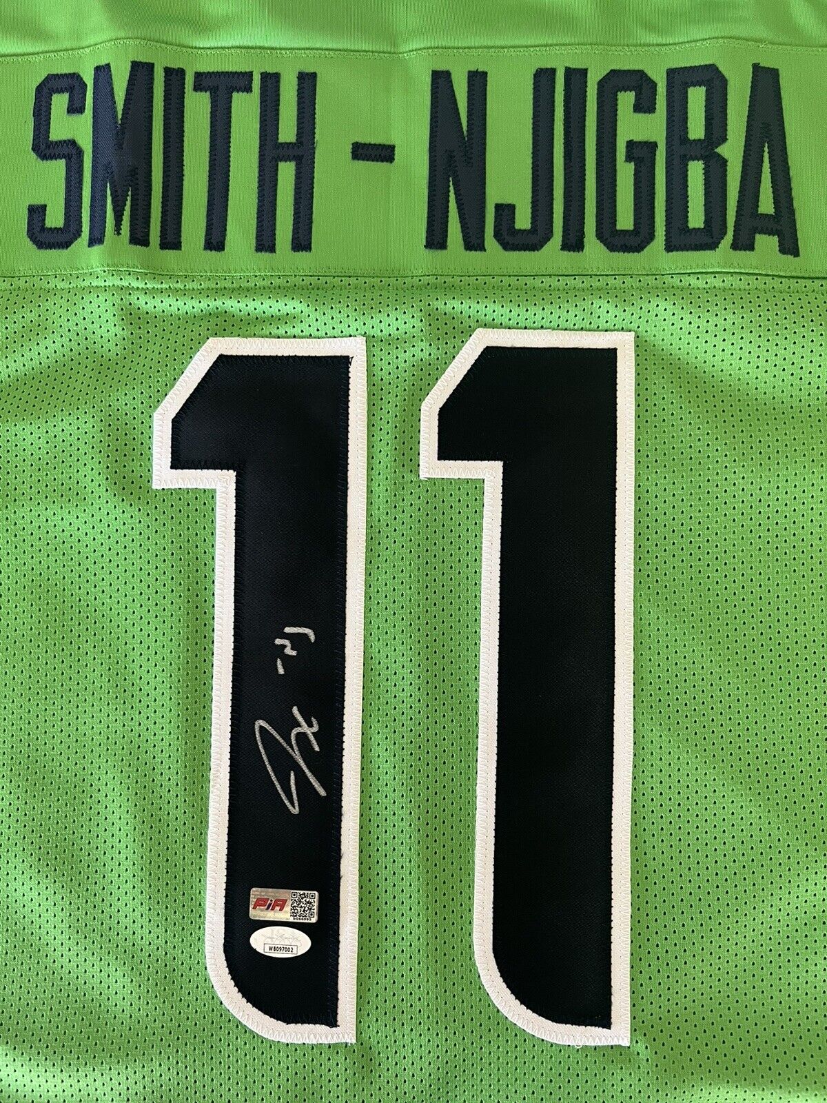 Jaxon Smith-Njigba Signed Seattle Seahawks Green Football Jersey (JSA & PIA)