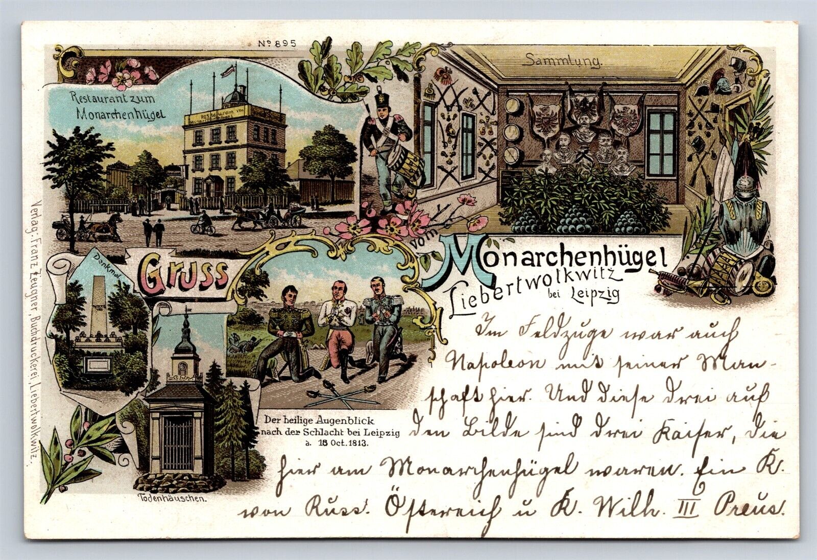 Postcard Germany Gruss aus Liebertwolkwitz Leipzig Monarchenhugel c1904 AD29