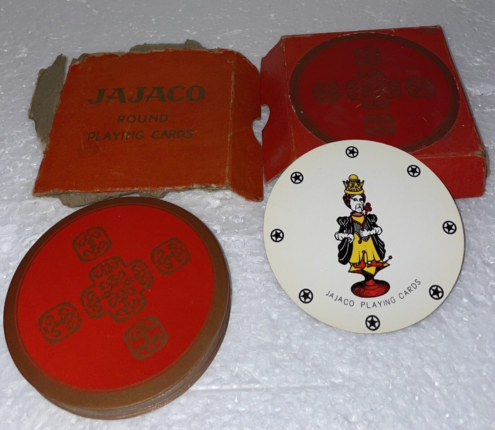 Vintage JAJACO Round Playing Cards Complete Set Original Rare Red Japan COMPLETE
