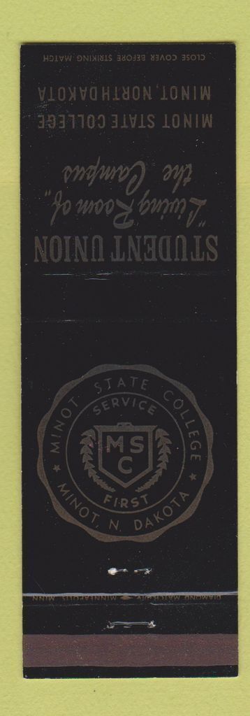 Matchbook Cover - Minot State College ND Student Union