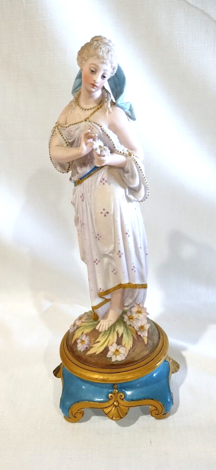 Antique 1880s French Limoges Gibus & Redon Porcelain Goddess Figurine 12.5in