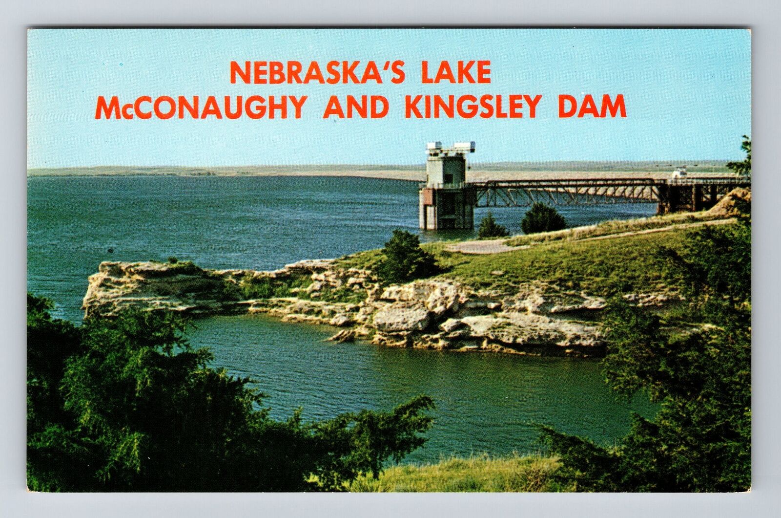 Ogallala NE-Nebraska Lake McConaughy Kingsley Dam Vintage Souvenir Postcard
