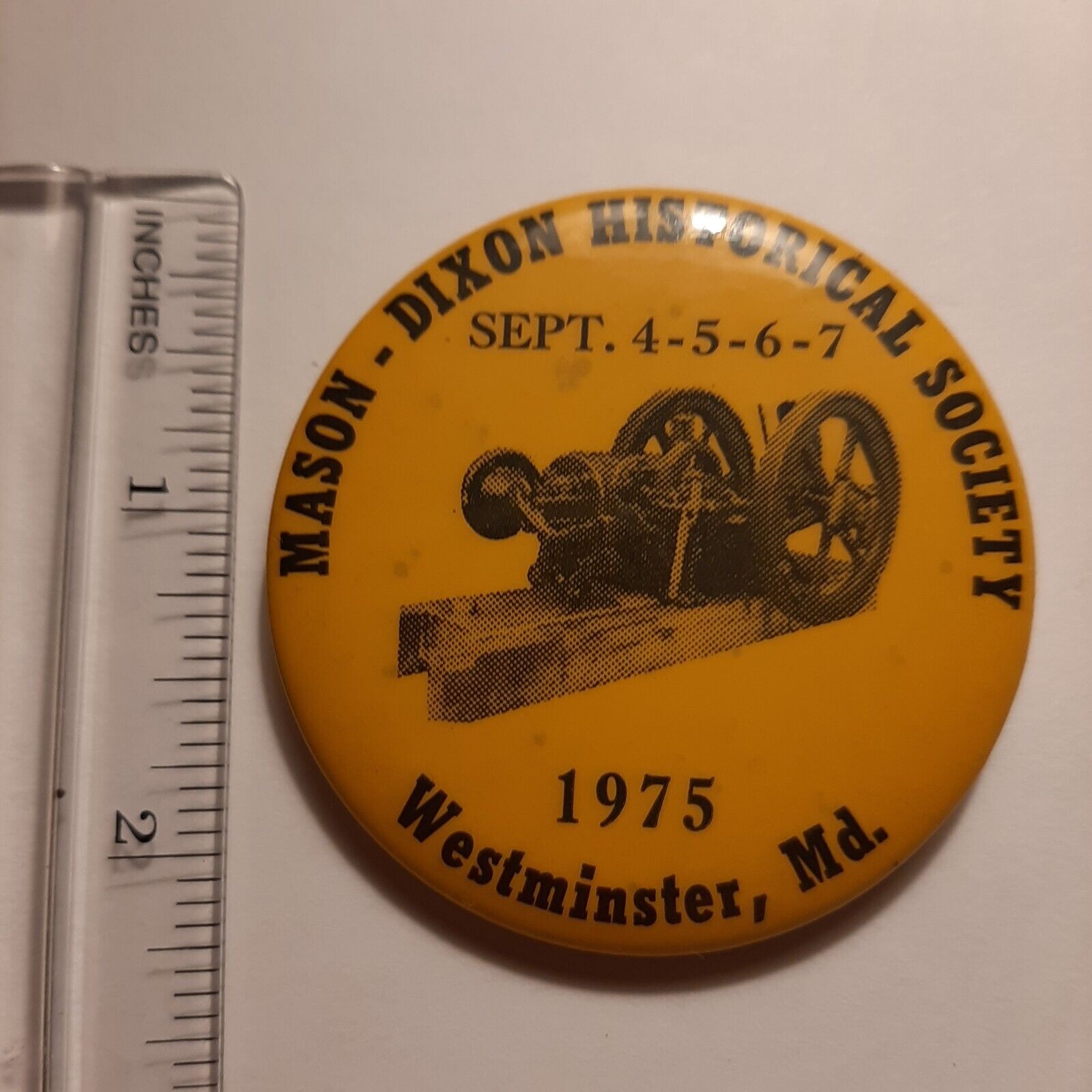 Mason-Dixon Historical Society 1975 Westminster MD pinback button