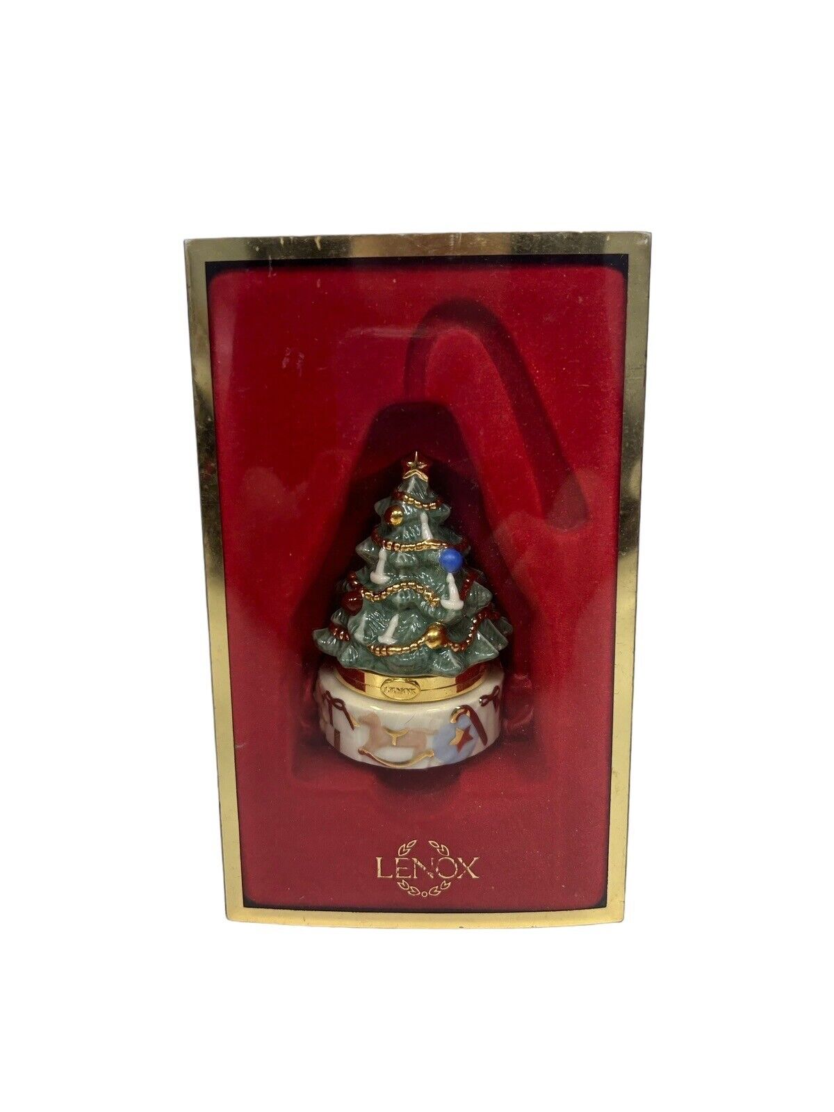 Lenox Hinged Trinket Box/Ornament Fine China Christmas Tree ￼VTG 2001 With Box