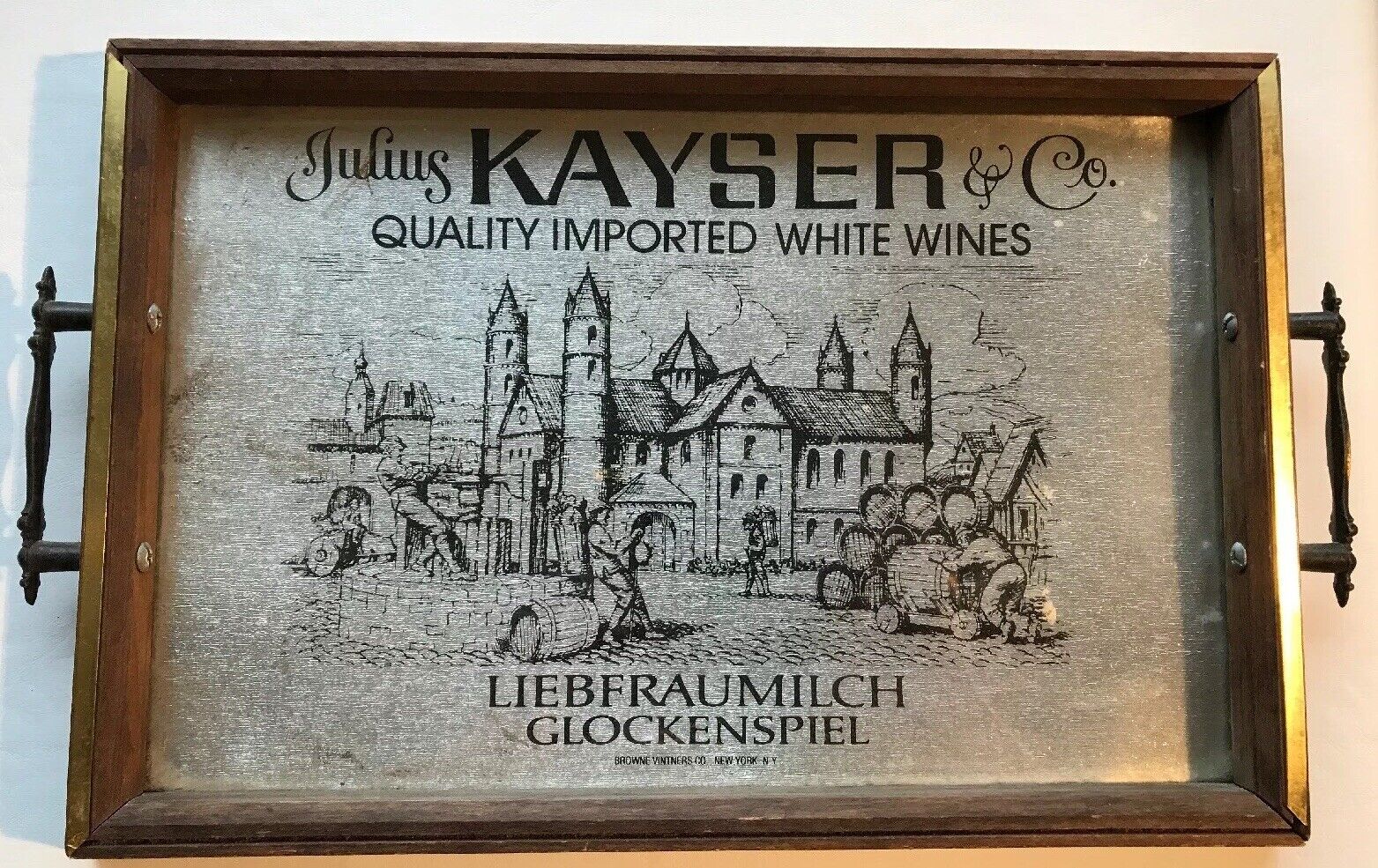 Vintage Julius Kayser & Co. Wine Bar Tavern Tray or Wall Art Hanging