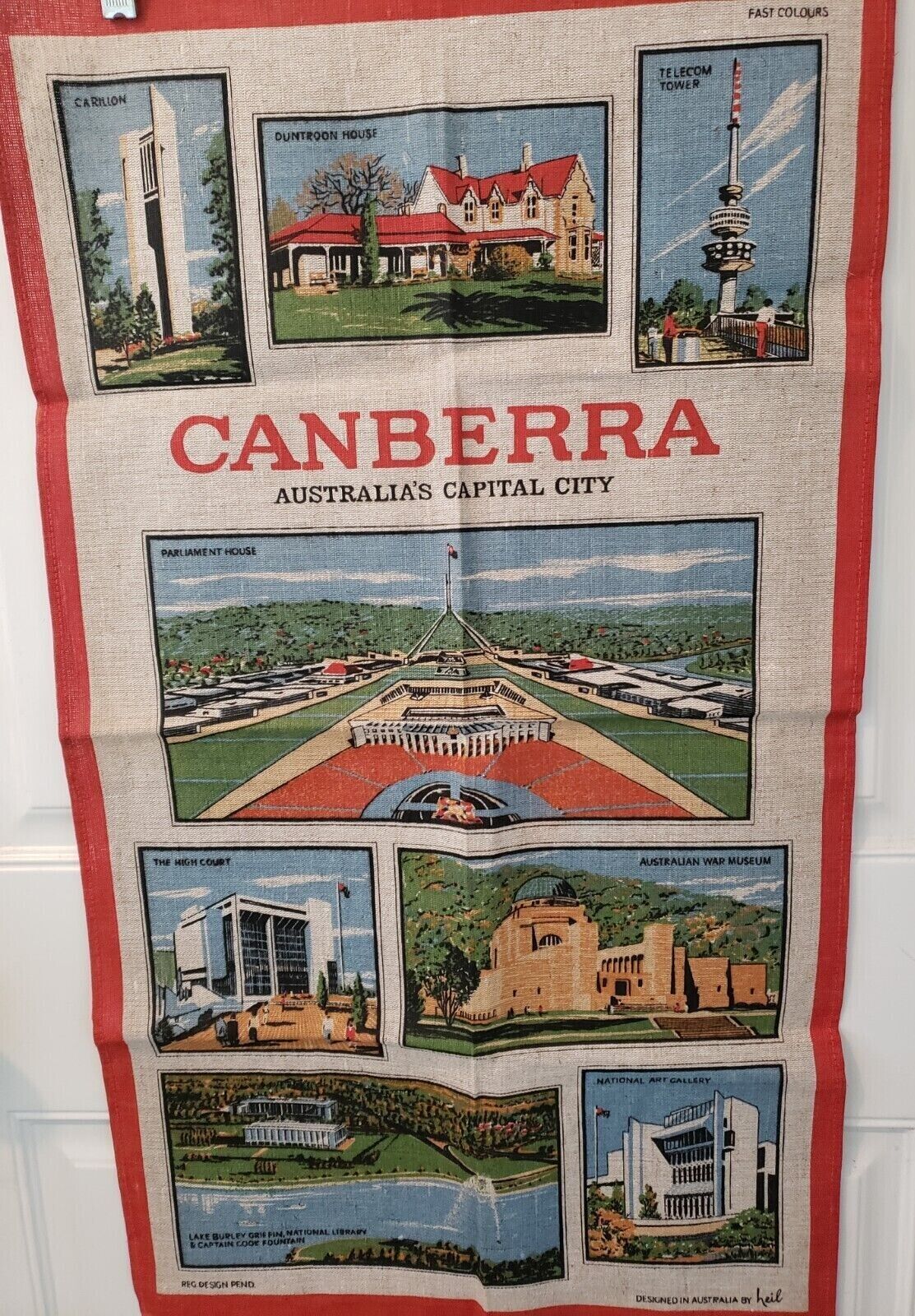 Vintage Linen/Cotton Tea Towel Canberra AUSTRALIA\'S Capital City Heil 18\