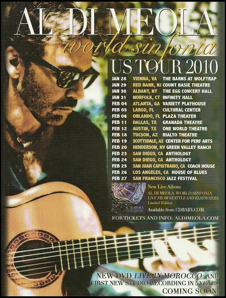 Al Di Meola World Sinfonia 2010 US Tour Dates advertisement 8 x 11 ad print