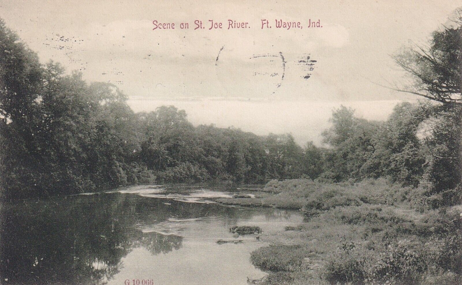 Vintage Scene On St. Joe River Fort Wayne Indiana Postcard Posted 1909 T259
