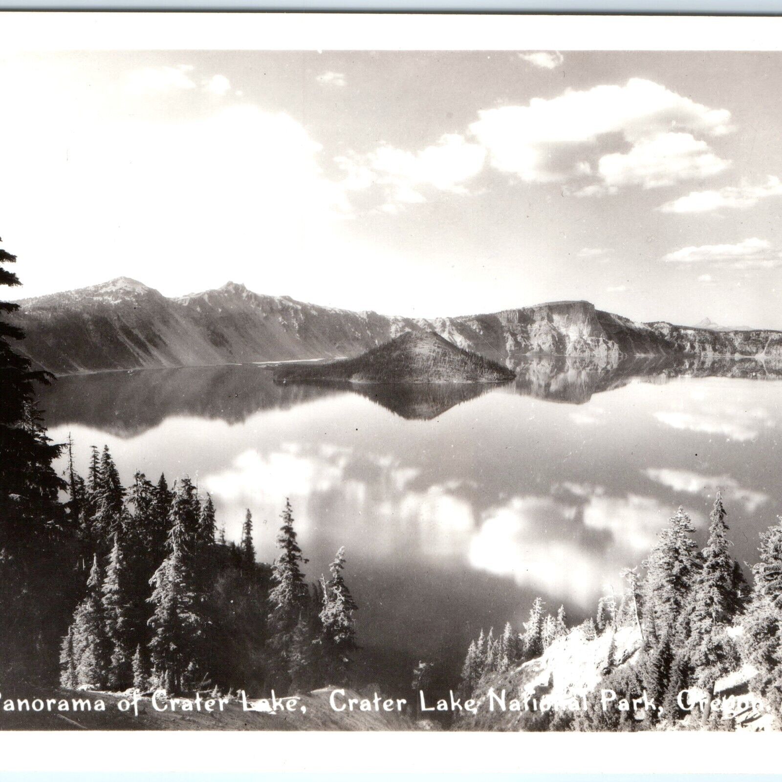 c1940s Crater Lake National Park, OR RPPC Panorama Mtns. Real Photo Postcard A92