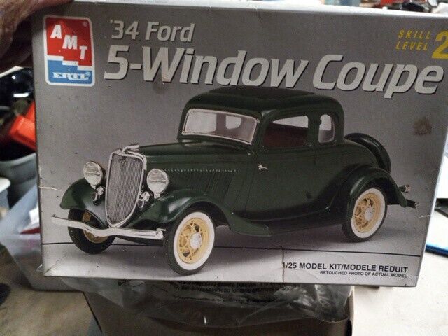 AMT ERTL Model Kit '34 Ford 5 Window Coupe Car 1/25 Scale #6214 Open Box 