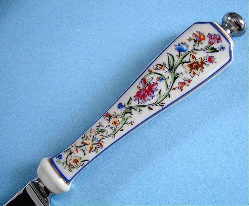 Lenox L\'Chaim Challah Knife Floral Porcelain Handle Stainless Blade Judaica New