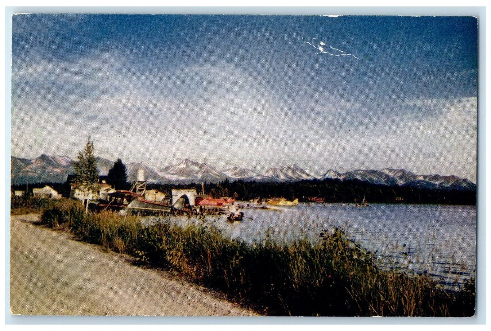 1960 Picturesque Lake Anchor Age Lake Spenard Alaska AK Vintage Antique Postcard