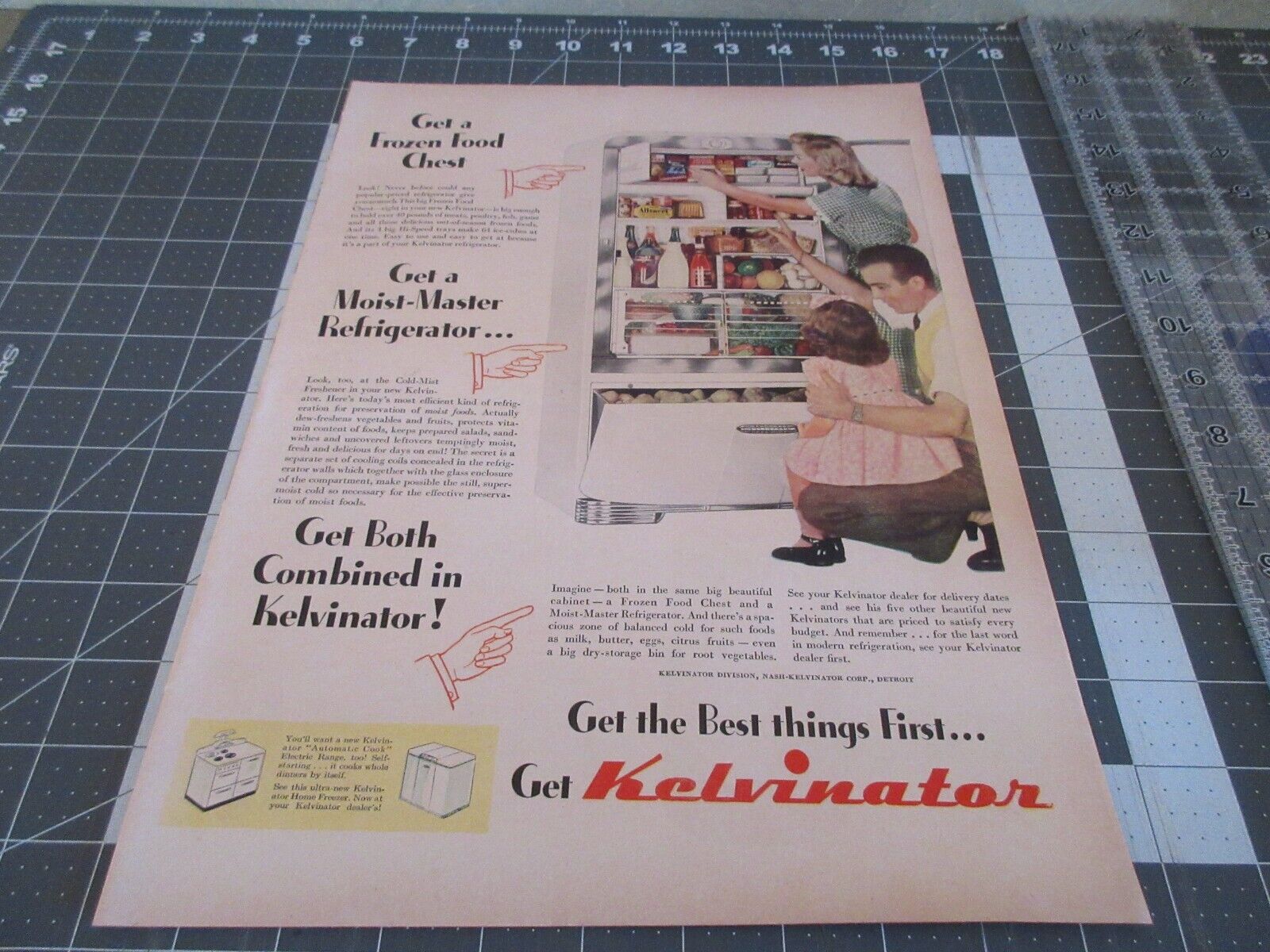 1947 Kelvinator Frozen Food Chest, Family Vintage Print Ad