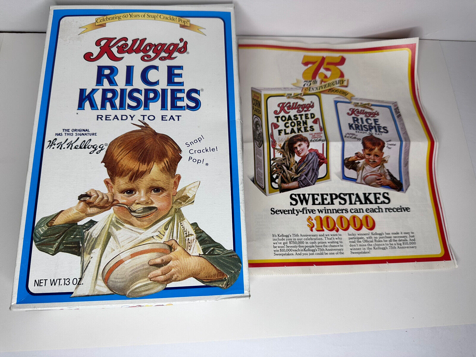 Rare Vintage 1981 Kellogg's Rice Krispies Cereal Box with Original Coupons Ads