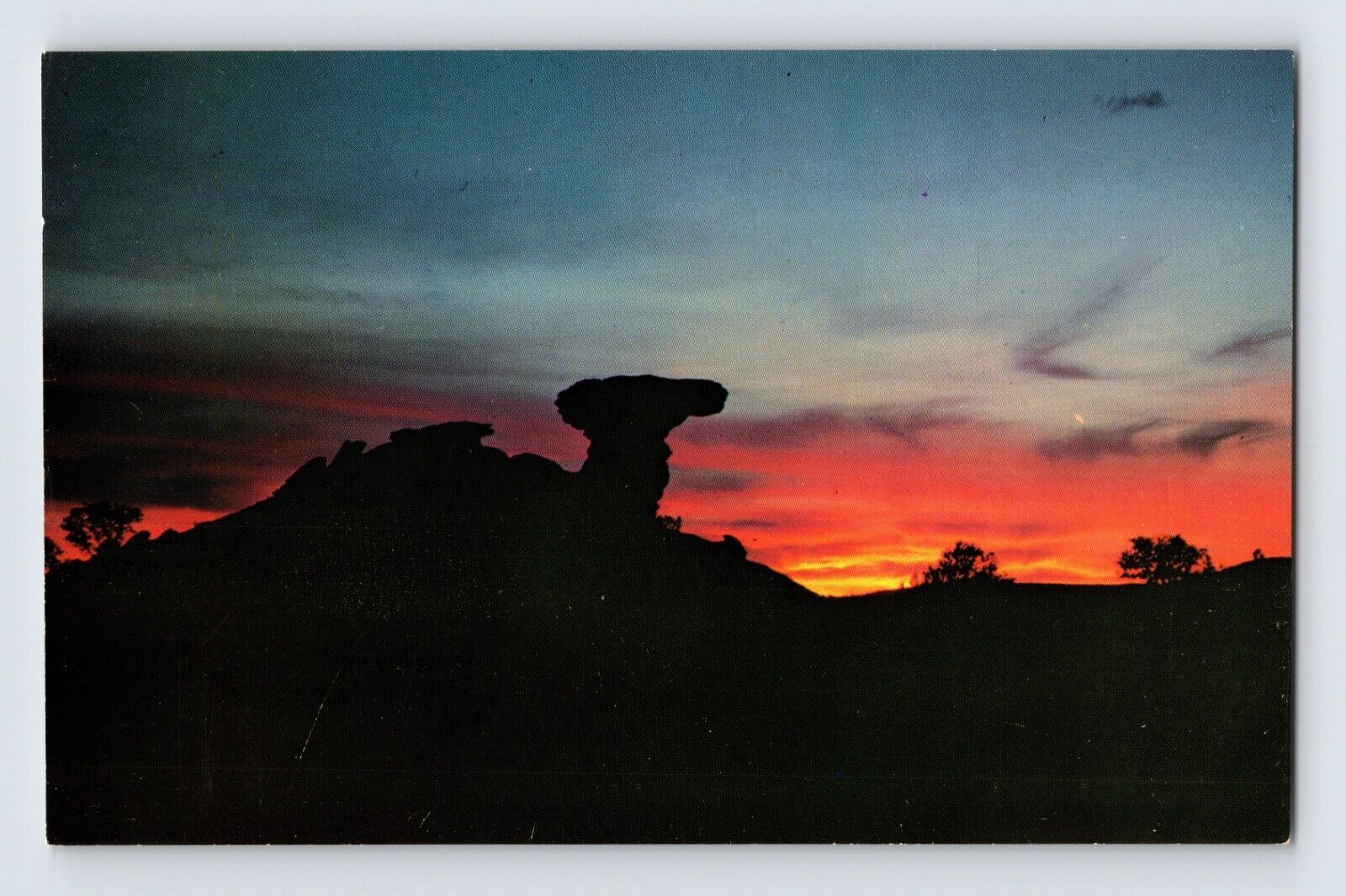 Postcard New Mexico Santa Fe NM Camel Rock Sunset Silhouette 1960s Unposted