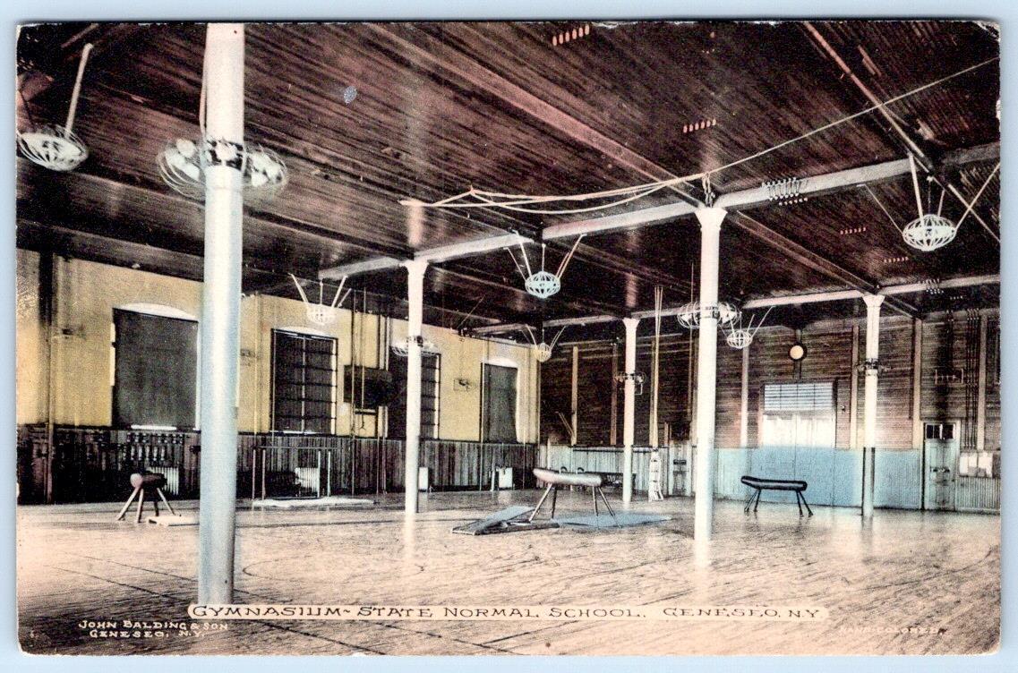 1910\'s GYMNASIUM STATE NORMAL SCHOOL GENESEO NY HAND COLORED ALBERTYPE POSTCARD