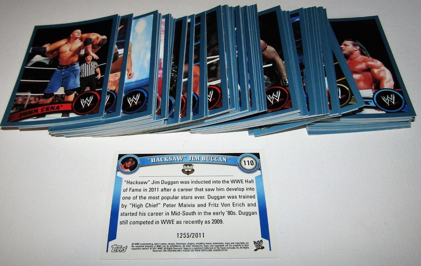 2011 Topps WWE Wrestling Blue Boarder Parallel Complete Set of (110) Numbered
