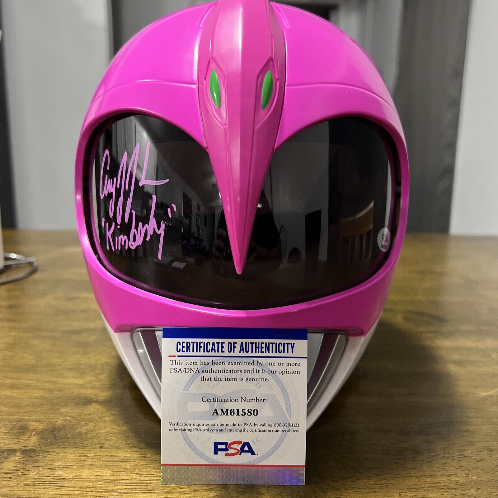 Pink Power Rangers Helmet  Signed By Amy Jo Johnson COA  #2