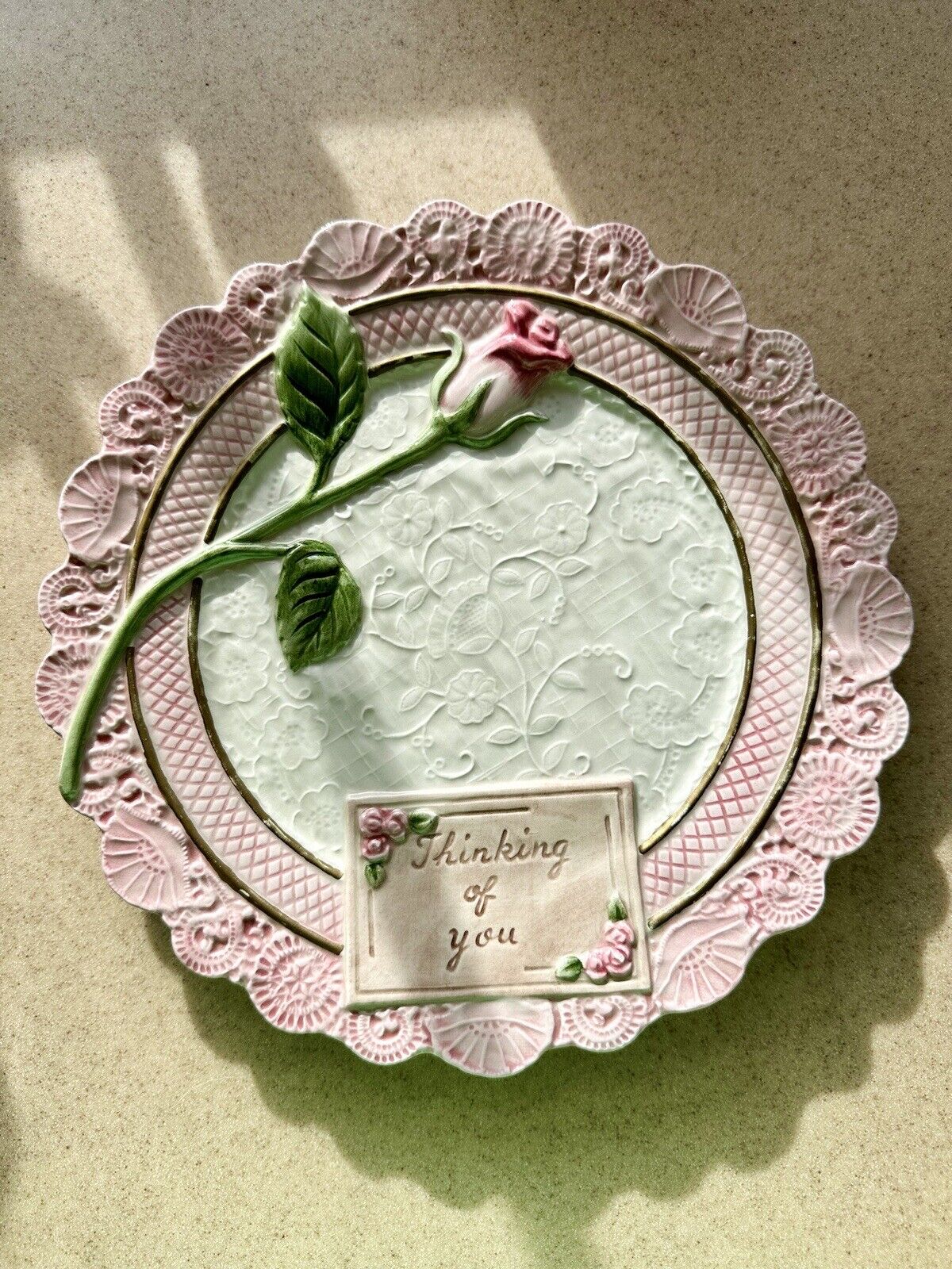 Omnibus Fitz & Floyd Omnibus Hand Painted 1994 Rose Plate “Thinking of You”