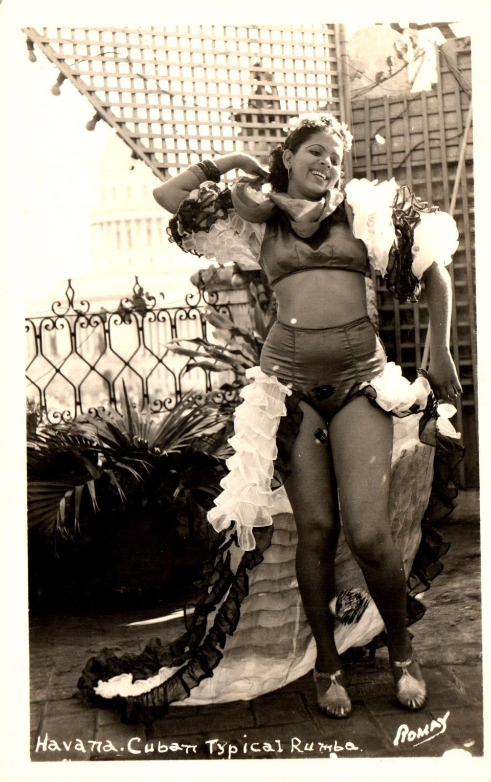 Postcard Woman doing a typical Rumba Dance Real photo RPPC