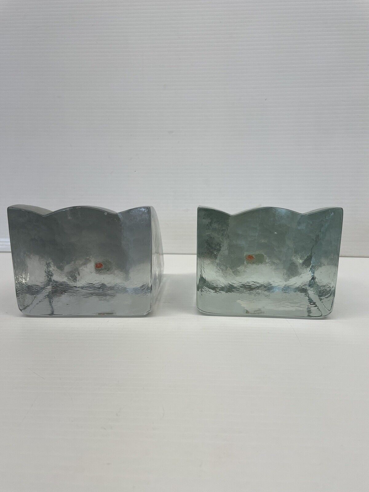Vintage Mcm Blenko  Glass Clear Waterfall Bookends