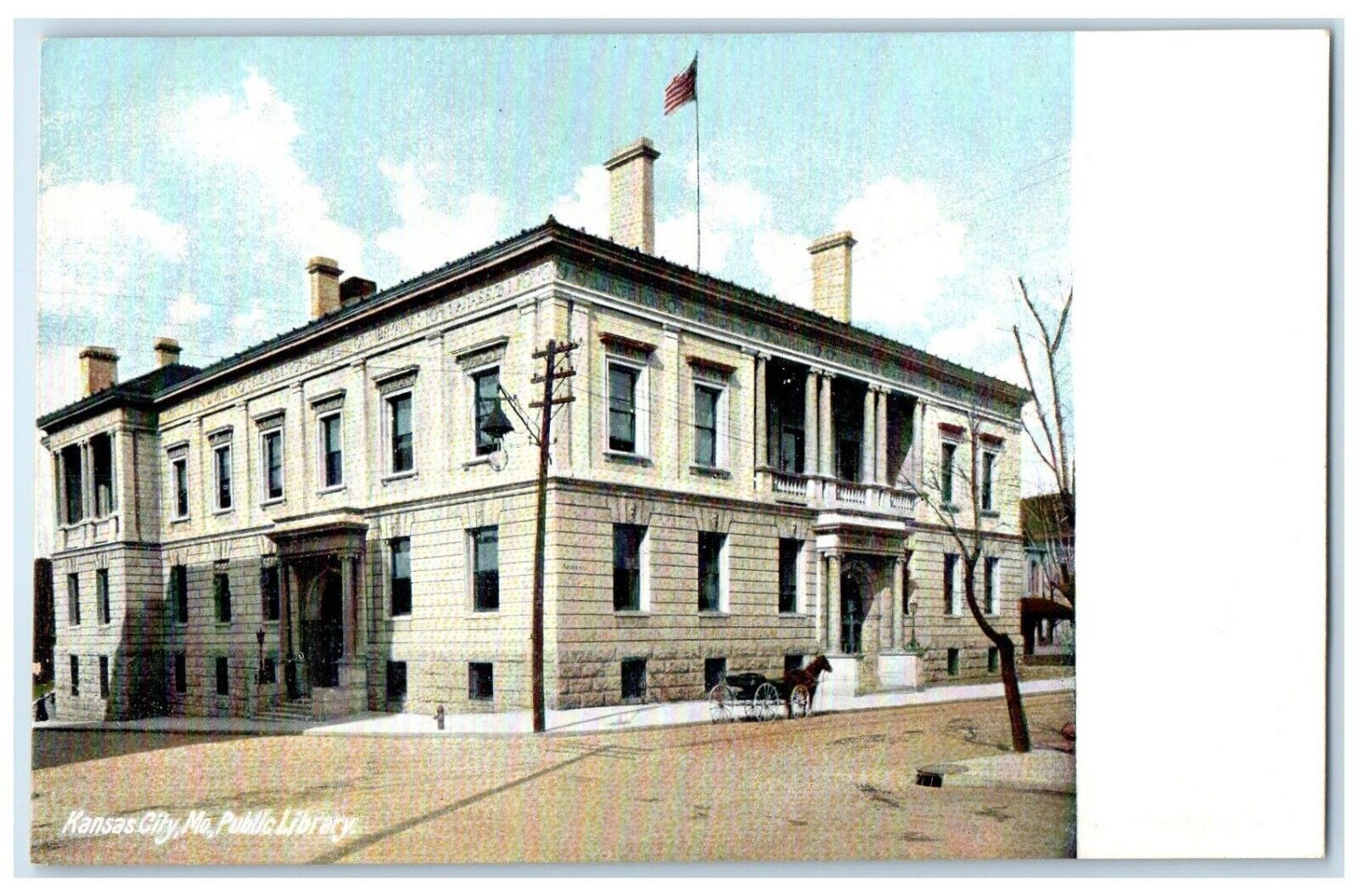 Kansas City Missouri MO Postcard Public Library Exterior Building c1905 Vintage