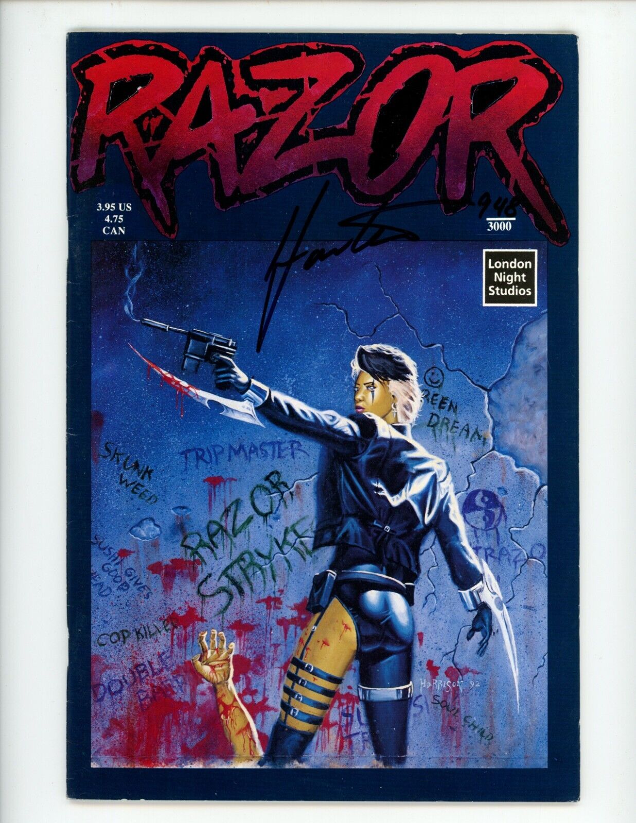 Razor #2 Comic Book 1992 FN Signed Everette Hartsoe 948 of 3000 Comic