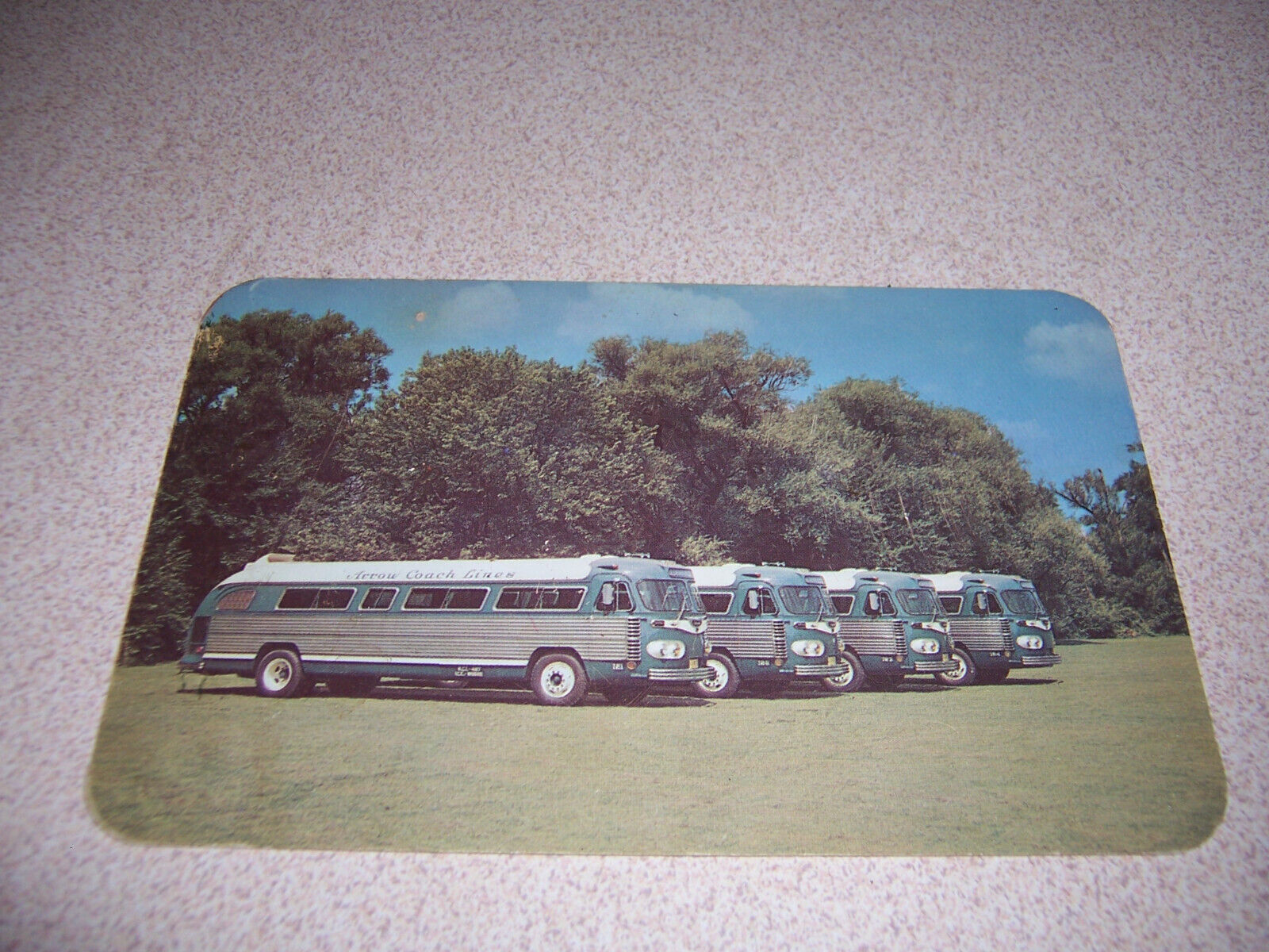 1950s ARROW COACH LINES FLEET, BROWNWOOD TEXAS, FLXIBLE BUS COMPANY VTG POSTCARD