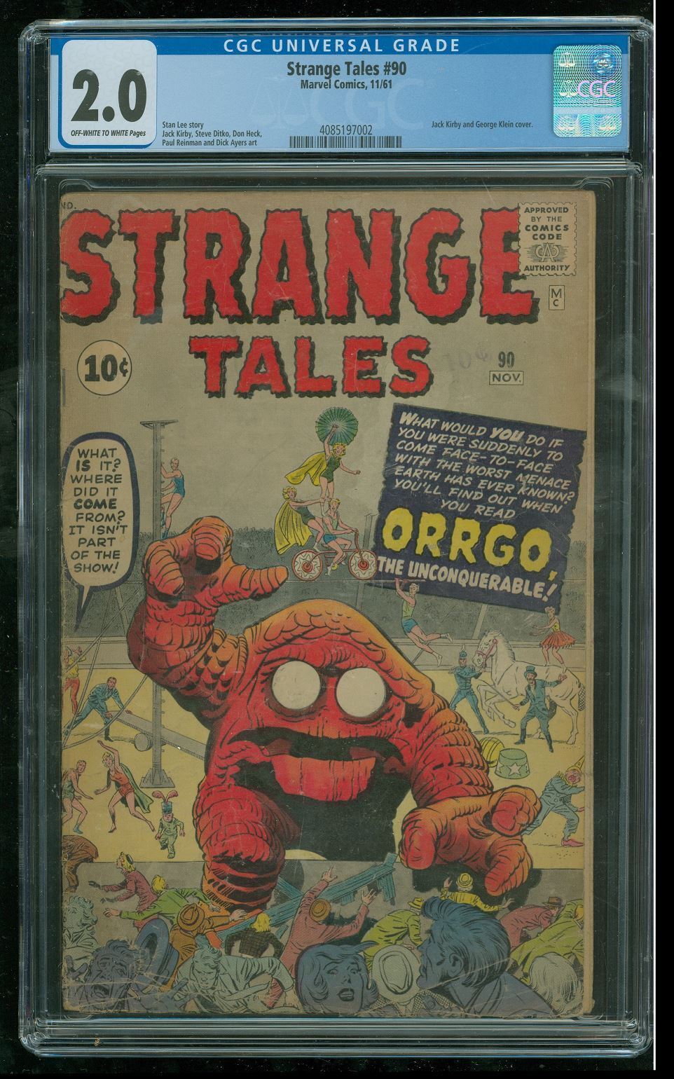 1961 Strange Tales #90 Marvel CGC 2 Comic