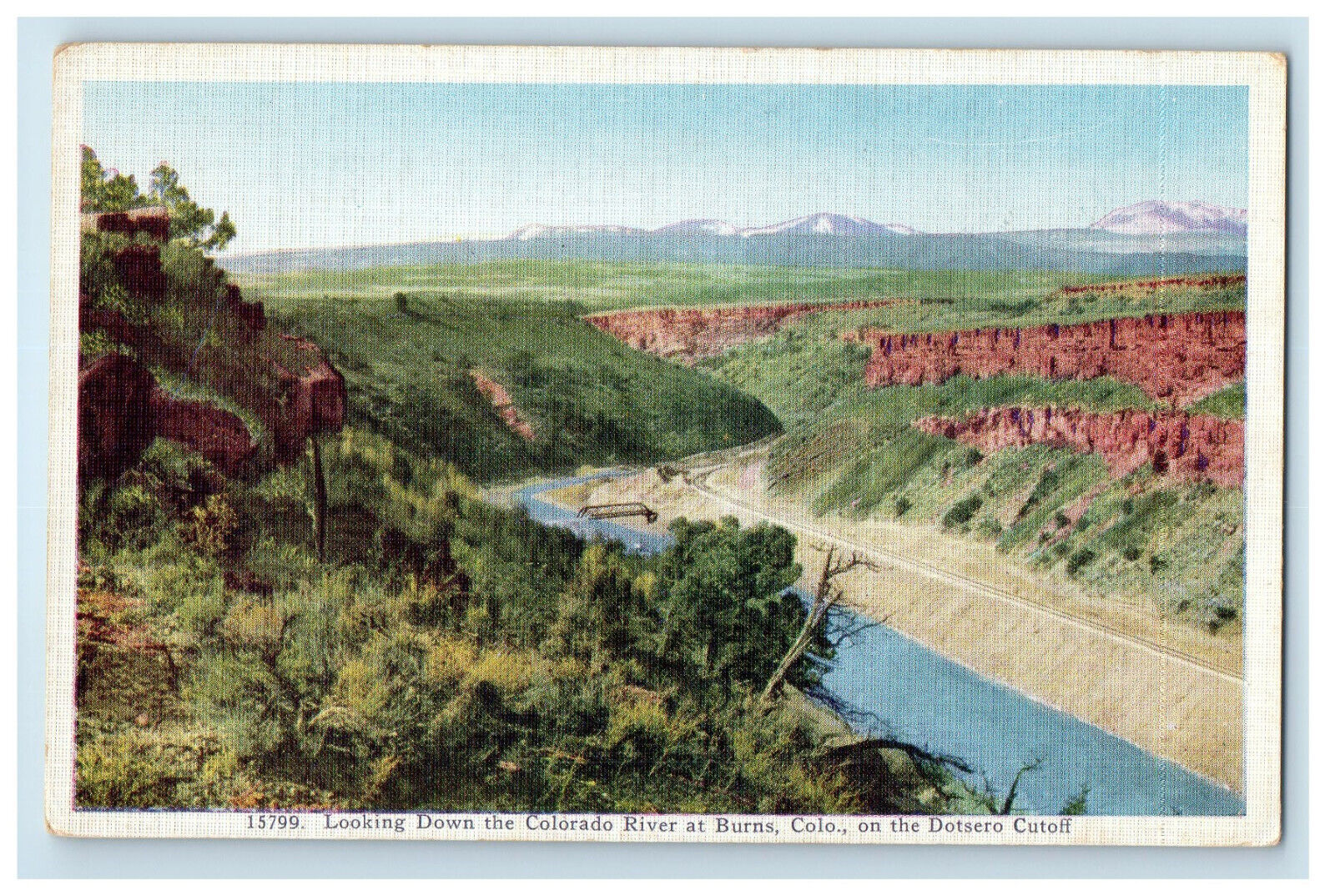c1930s Looking Down the Colorado River at Burns Colorado CO Vintage Postcard