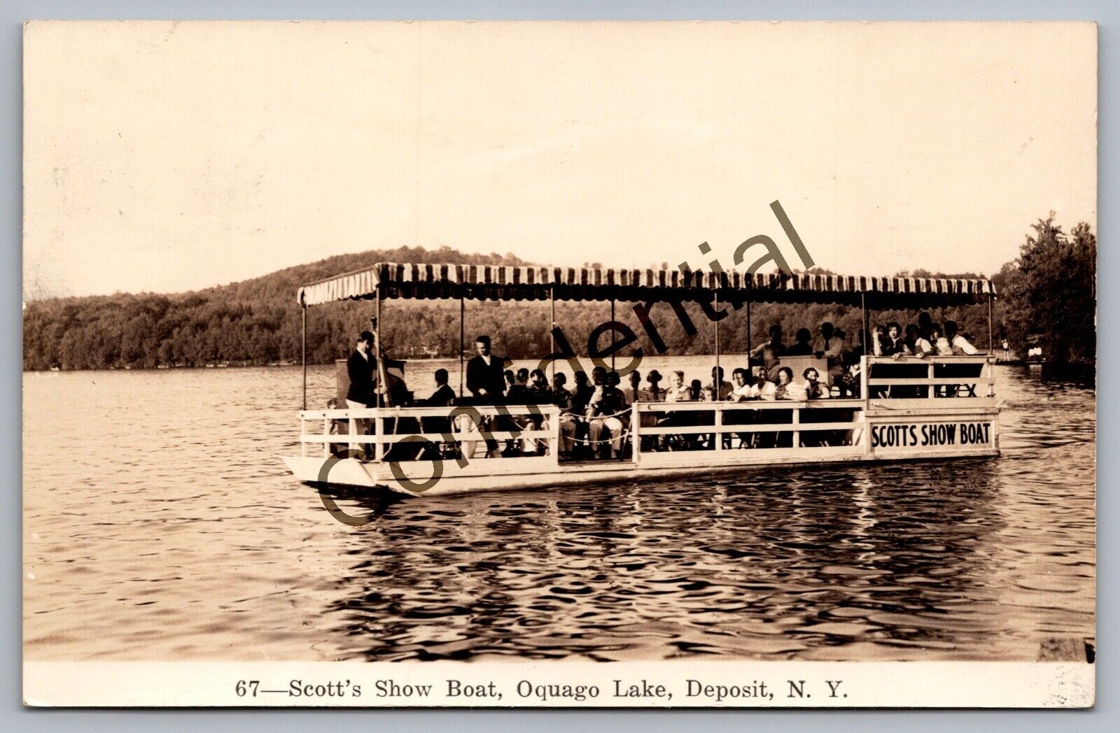 Real Photo Scott\'s Show Boat Oquago Lake At Deposit NY New York RP RPPC D372