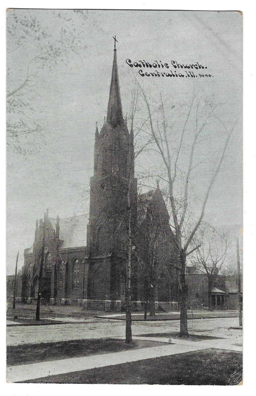 Centralia, IL Illinois 1910 Postcard, Catholic Church by C.U. Williams