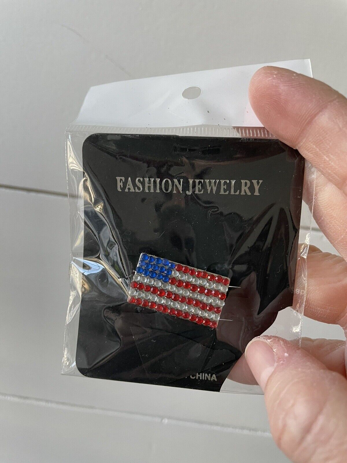 American Flag Lapel Pin Bejeweled Brooch