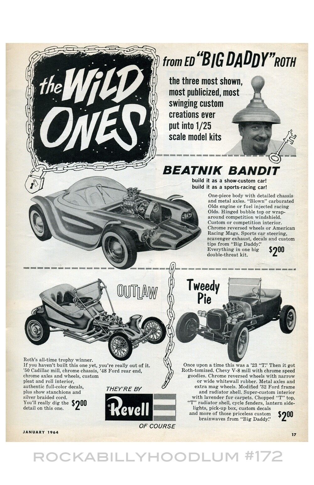 Ed Big Daddy Roth 11x17 Poster Print Ad Revell Model Kit Outlaw Beatnik Bandit