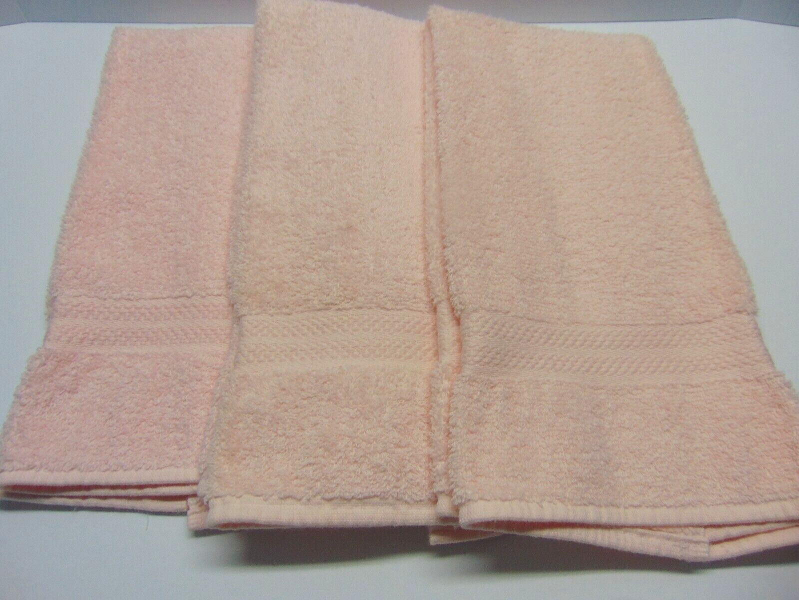 3pc Vintage Hand Towel Set Solid Pink with Textured Trim