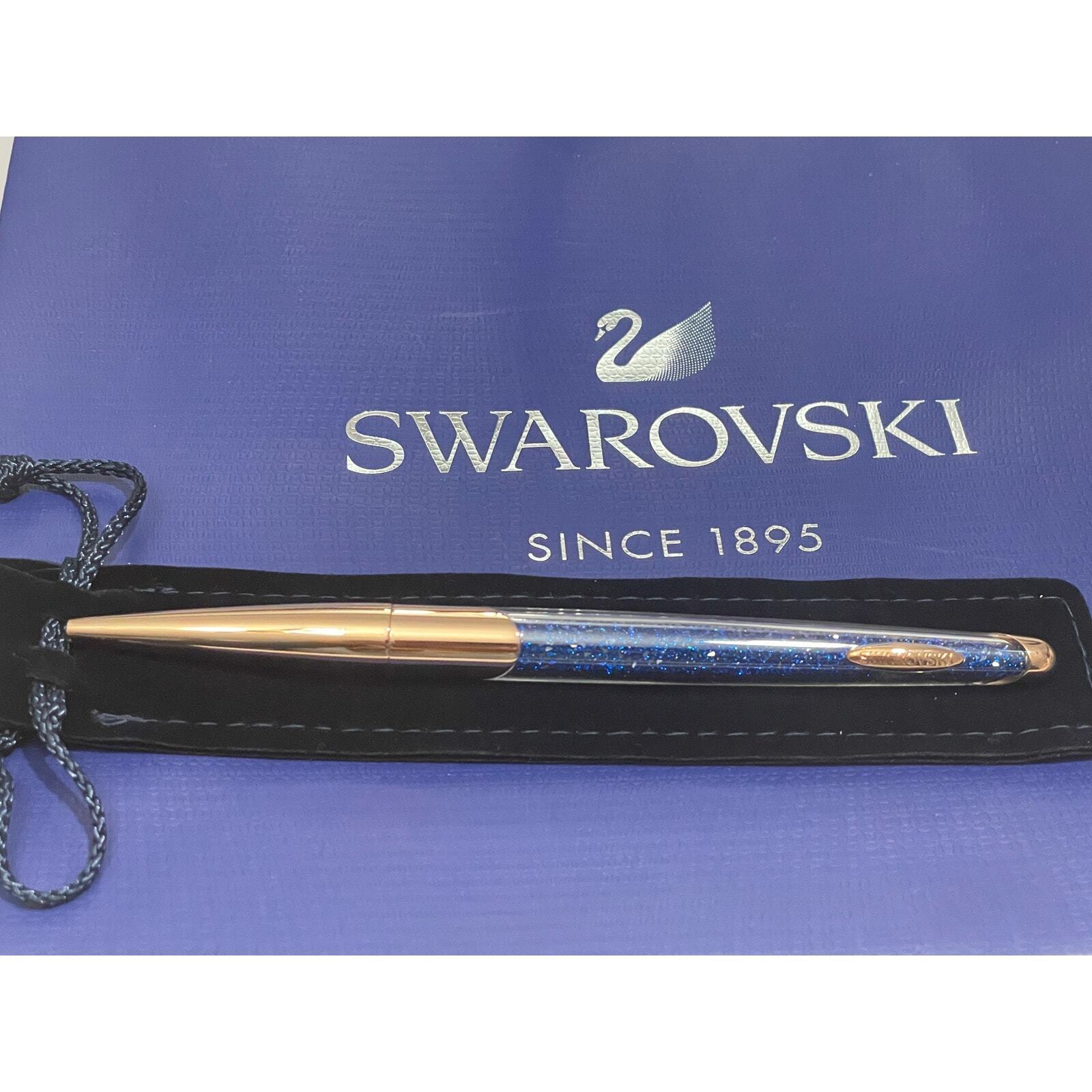 Swarovski Crystalline Nova BallPoint Blue Rose Gold Tone Pen 