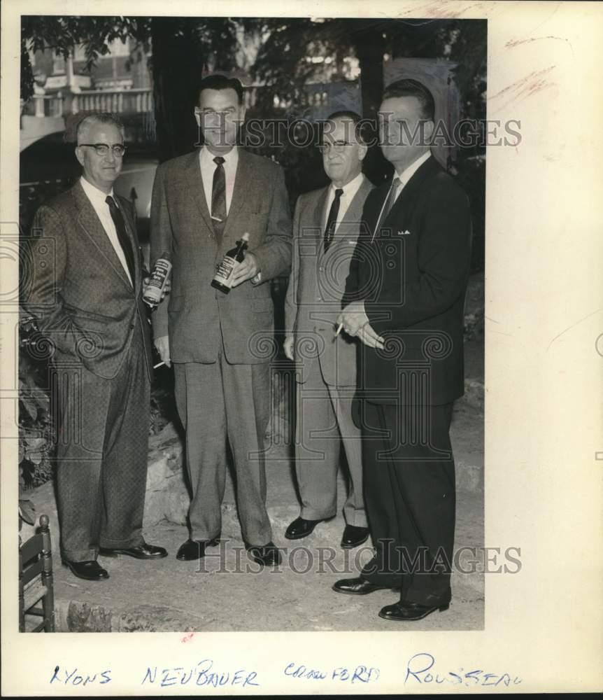 1958 Press Photo Misters Lyons, Neubauer, Crawford, Rousseau, Texas - saa14979