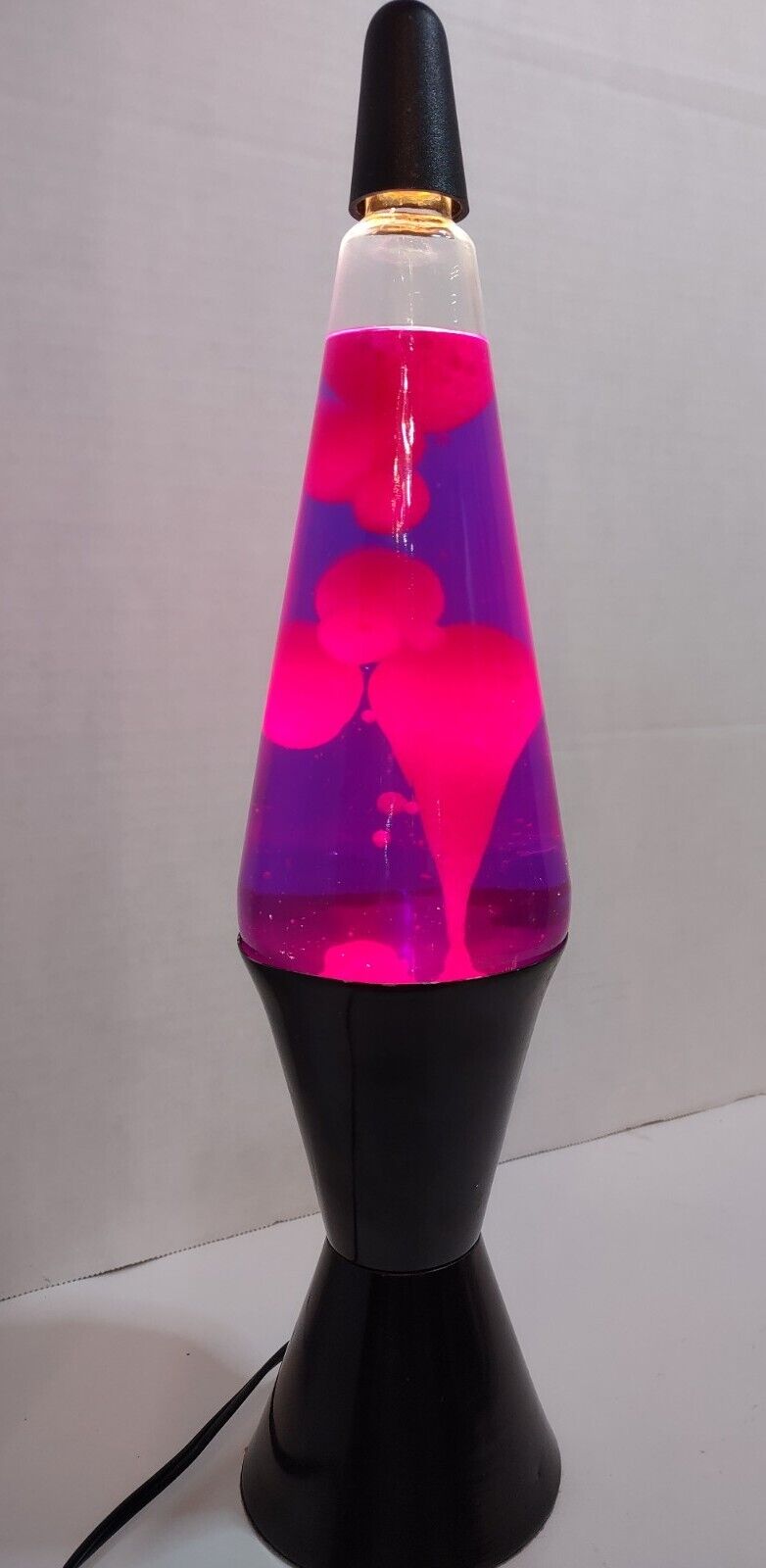 Vtg Lava Lamp Purple Liquid Pink Lava, Black Base, Y2K 90s-2000 Cap not Orig.