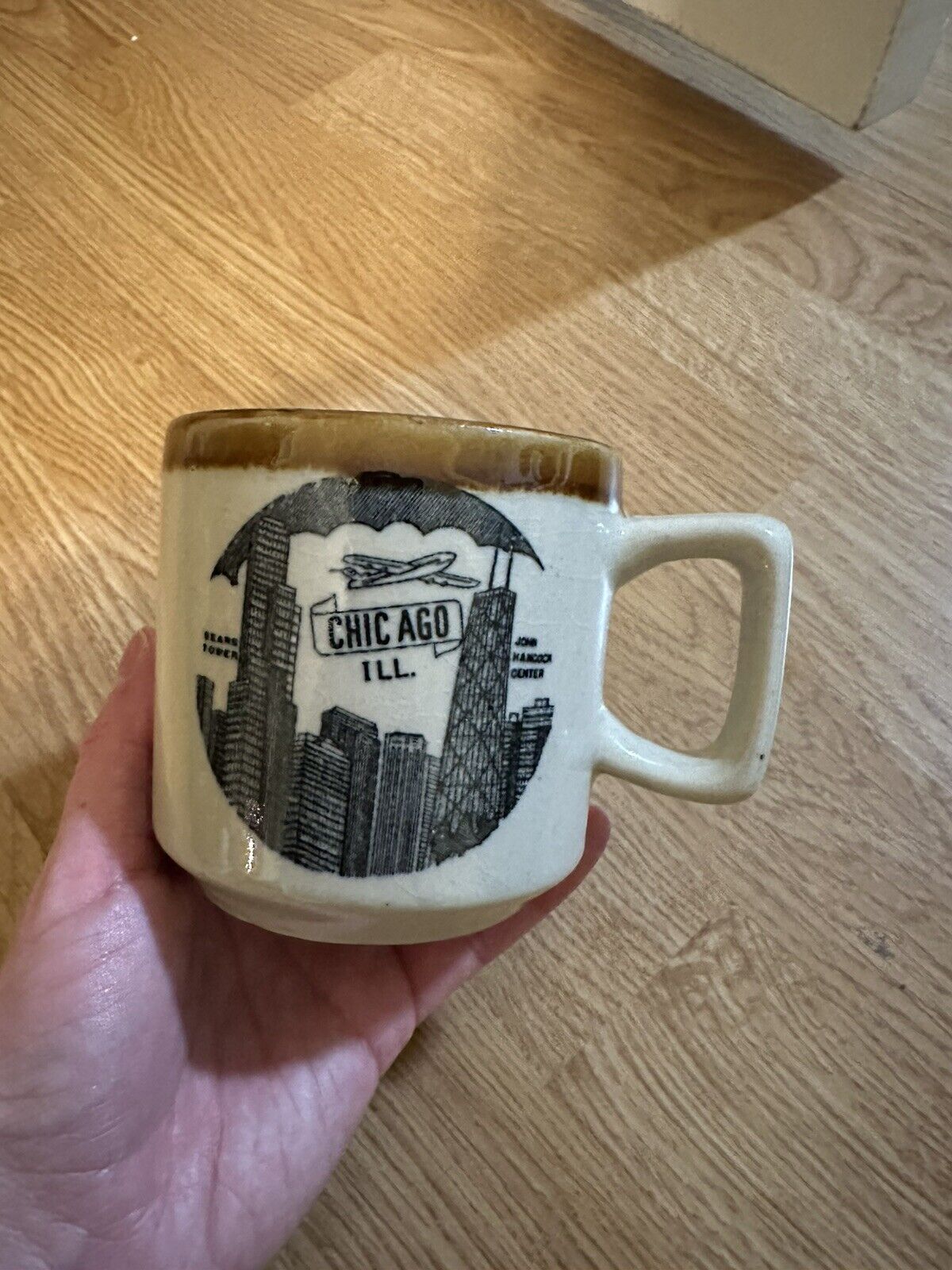 Chicago Souvenir Coffee Mug Vintage Retro Glaze Crazing