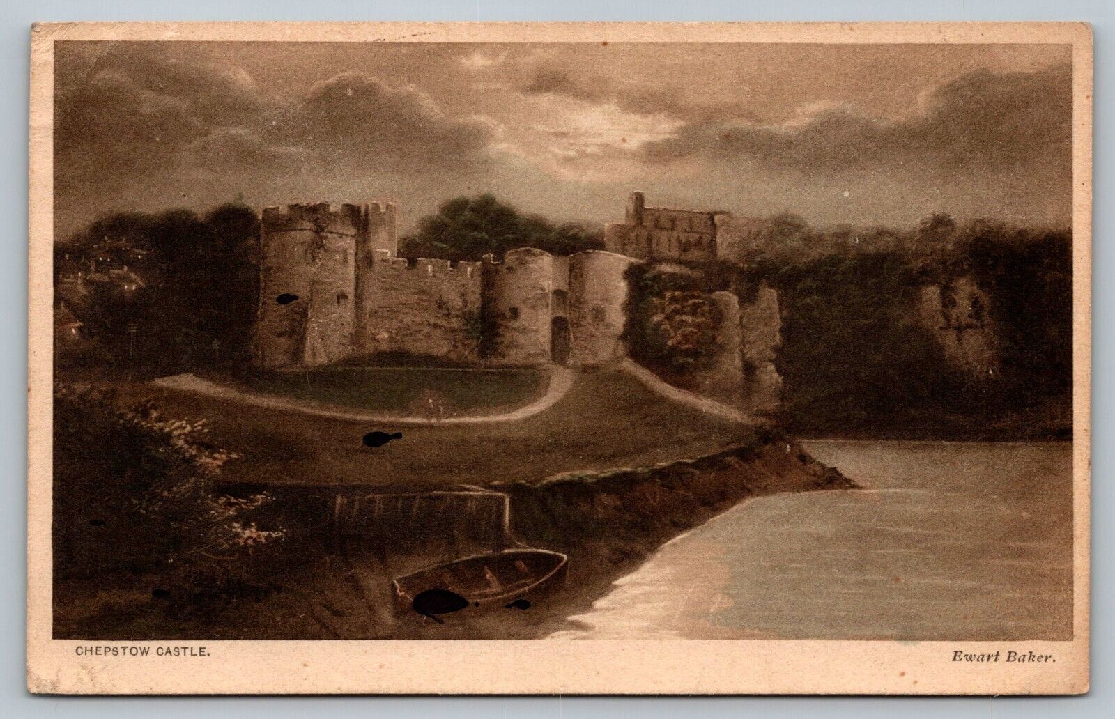 Postcard Chepstow Castle Ewart Baker England UK Barton and Sons White Border 