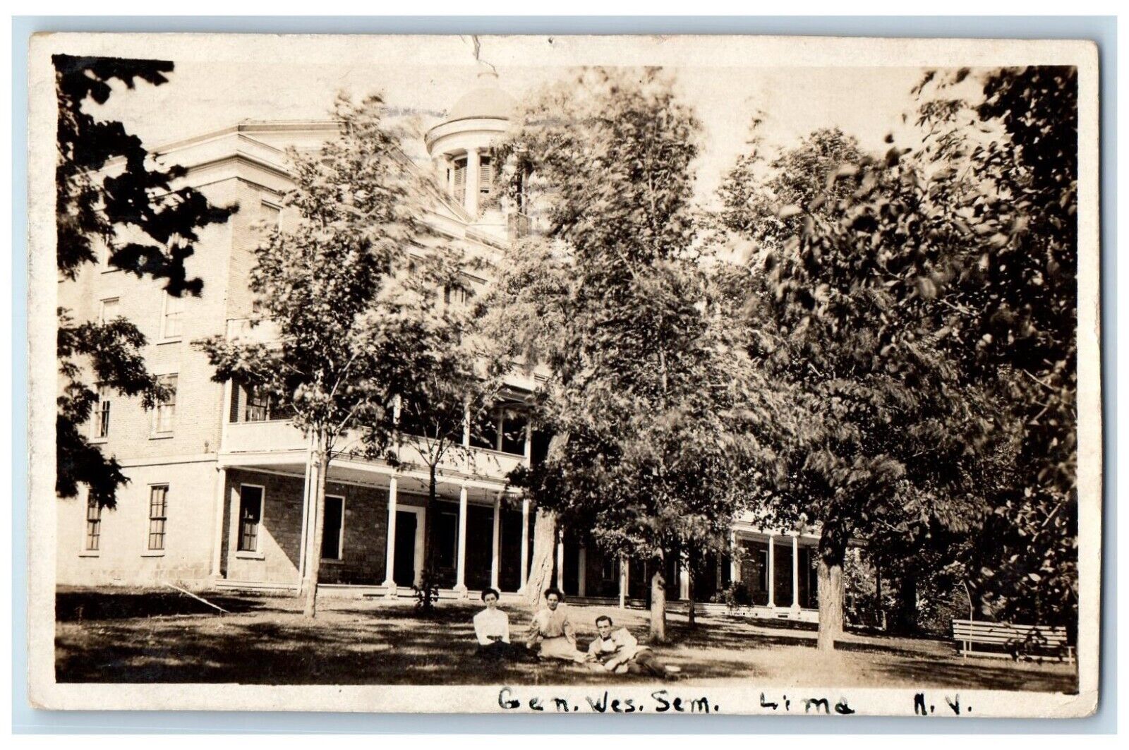 1913 Genesee Wesleyan Seminary Roosevelt Vanderbilt Lima NY RPPC Photo Postcard