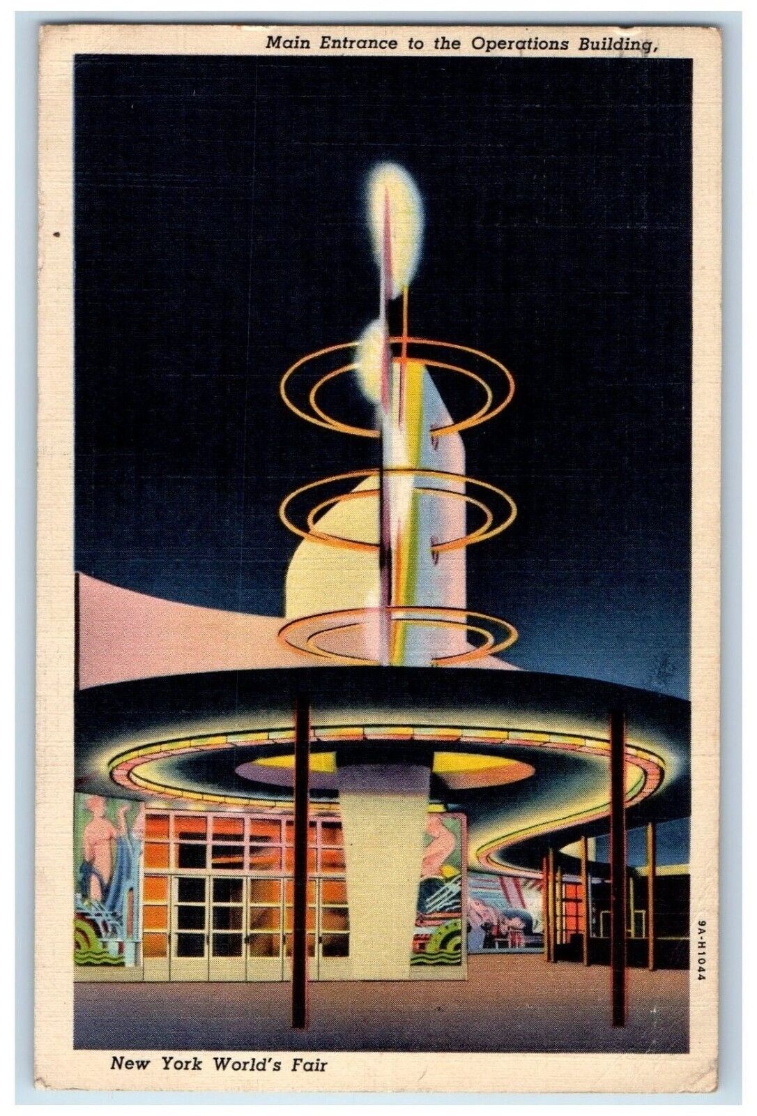 1940 Main Entrance Operations Building Exterior New York World\'s Fair Postcard