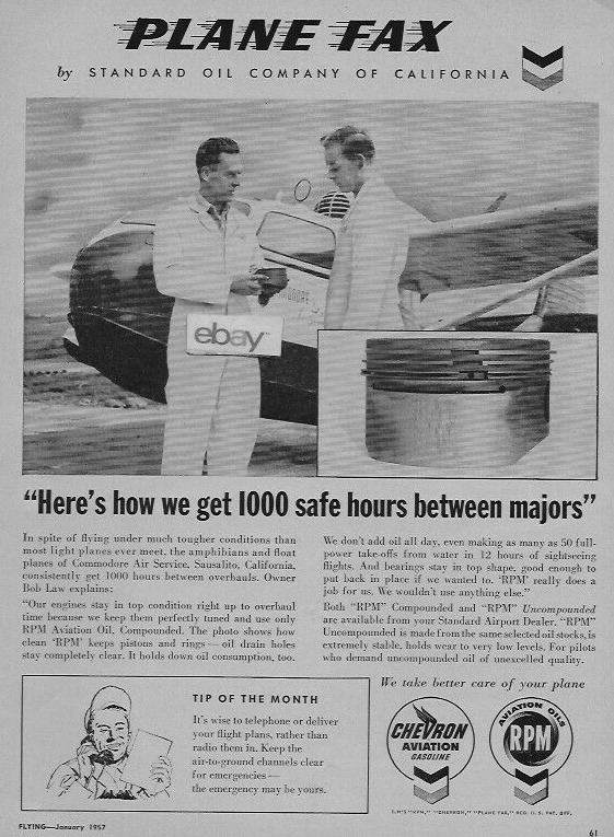 COMMODORE AIR SERVICE REPUBLIC SEABEE BOB LAW STANDARD OIL COMPANY 1957 AD