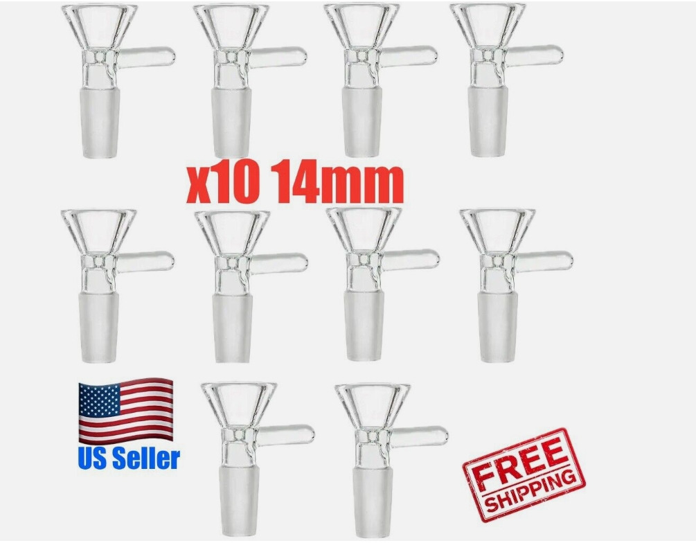 10x 14mm Male Glass Bowl For Water Pipe Hookah Bong Replacement Head (US Ship)