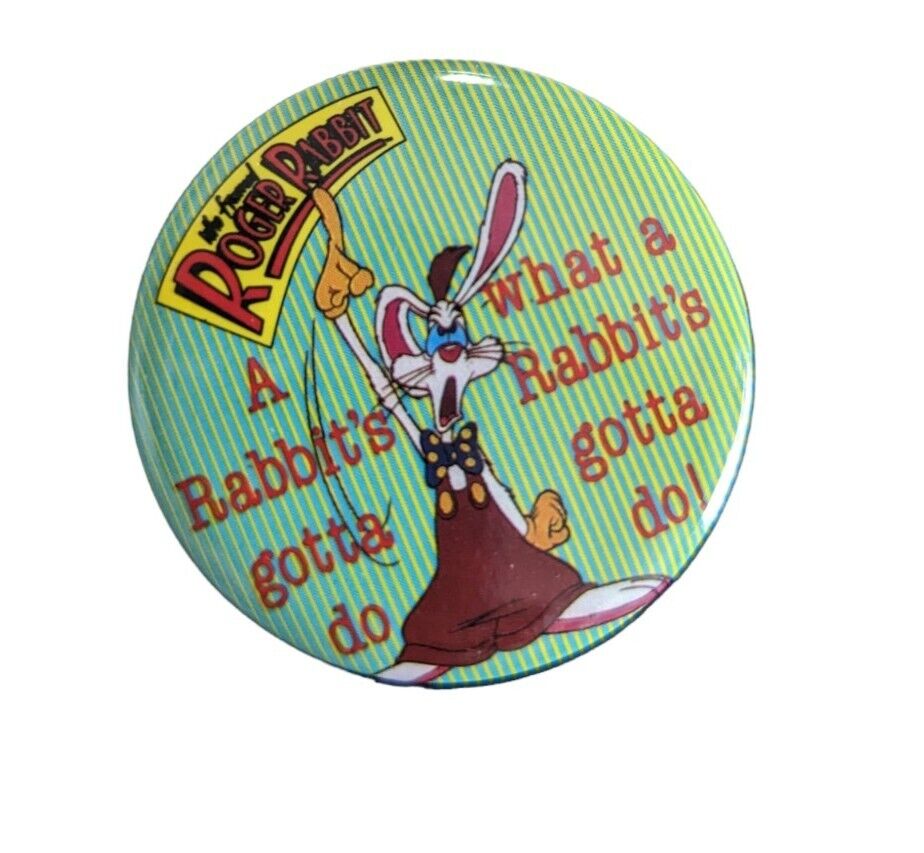 Vtg Roger Rabbit Pin Button  Disney Movie Pinback Hat Tie 90s Rabbits Gotta Do 